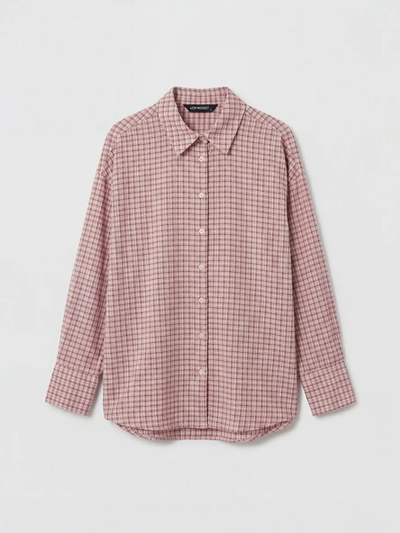 LCW Modest Pembe Ekose Kadın Gömlek - Resim 5
