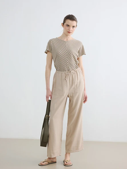 LCW EVERYDAY Bej Beli Lastikli Kadın Pantolon ürün görseli 1
