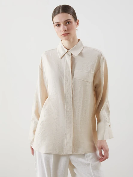 LCW Modest Bej Loose Fit Kadın Gömlek Tunik ürün görseli 1