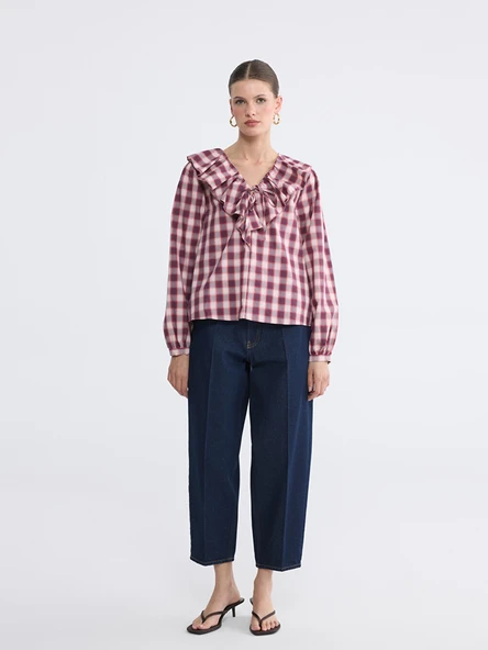 LCWAIKIKI Classic İndigo Yüksek Bel Barrel Fit Kadın Jean Pantolon ürün görseli 1