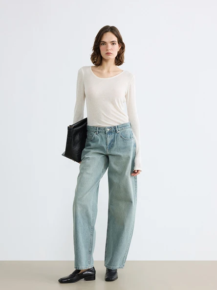 LCW Jeans İndigo Balloon Fit Kadın Jean Pantolon ürün görseli 1