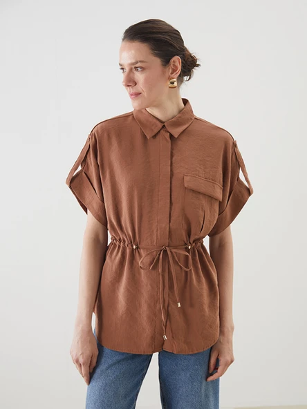 LCWAIKIKI Classic Turuncu Oversize Modal Karışımlı Kadın Gömlek ürün görseli 1