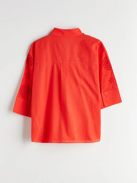 LCW Vision Kırmızı Oversize Kadın Gömlek - Resim 6