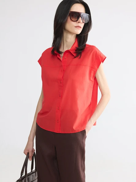 LCW STUDIO Kırmızı Loose Fit Kadın Gömlek ürün görseli 1