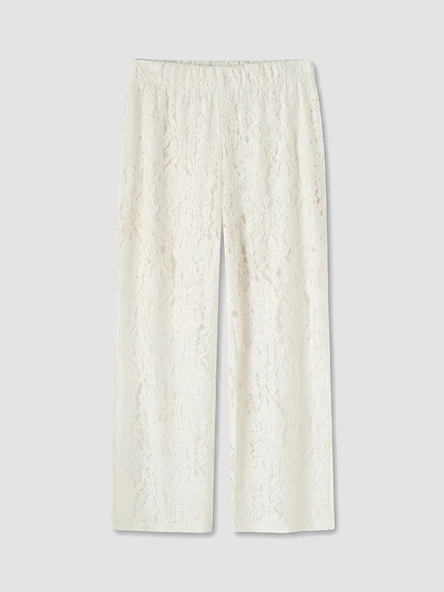 LCW EVERYDAY Bej Beli Lastikli Dantelli Kadın Pantolon ürün görseli 1