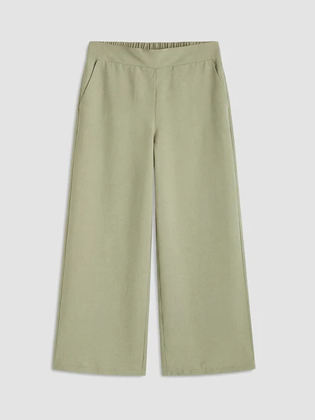 LCW Modest Haki Beli Lastikli Geniş Paça Kadın Pantolon ürün görseli 1