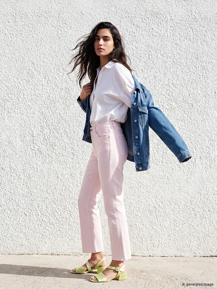 LCW Jeans Pembe Crop Flare Kadın Jean Pantolon ürün görseli 1