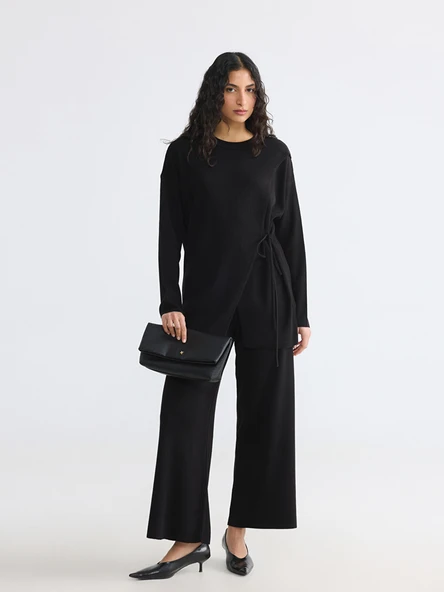 LCW Modest Siyah Beli Lastikli Kadın Triko Pantolon ürün görseli 1