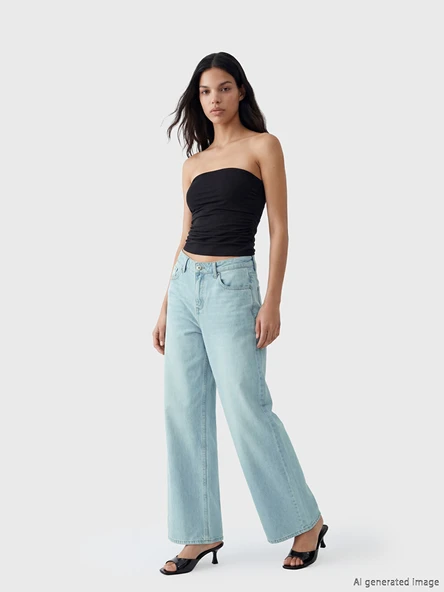 LCW Jeans İndigo Wideleg Kadın Jean Pantolon ürün görseli 1