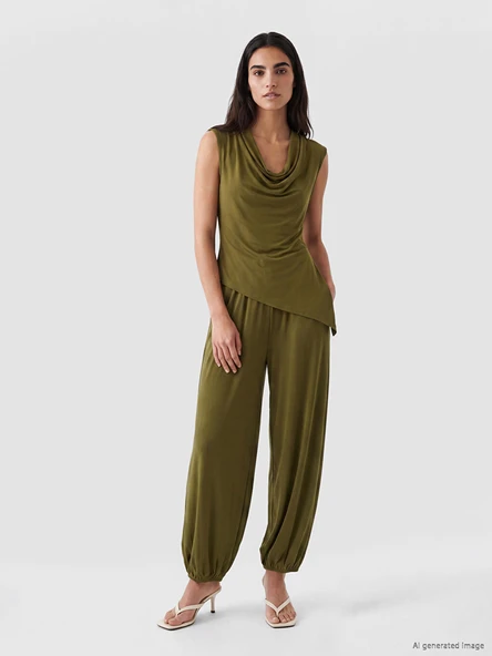 LCW Vision Yeşil Beli Lastikli Kadın Jogger Pantolon ürün görseli 1