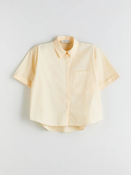 LCW Vision Sarı Oversize Poplin Kadın Gömlek - Resim 5