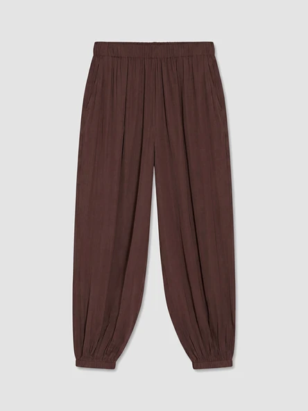 LCWAIKIKI Classic Kahverengi Beli Lastikli Kadın Jogger Pantolon ürün görseli 1