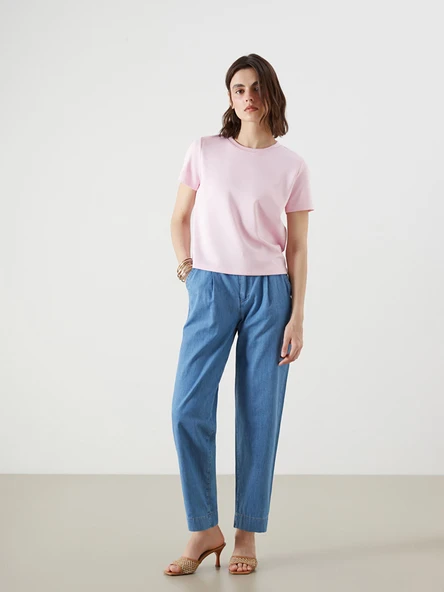 LCW Jeans İndigo Beli Lastikli Carrot Fit Kadın Jean Pantolon ürün görseli 1
