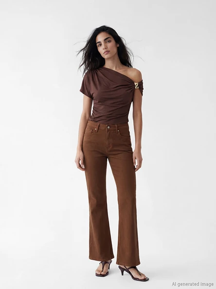 LCW Jeans Kahverengi Flare Kadın Jean Pantolon ürün görseli 1