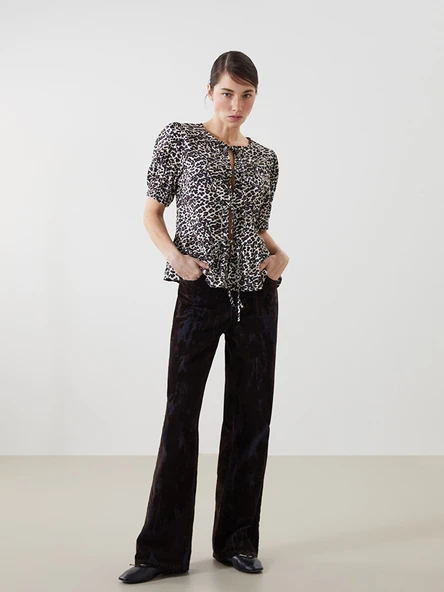 LCW Jeans Kahverengi Straight Fit Batik Desenli Kadın Jean Pantolon ürün görseli 1
