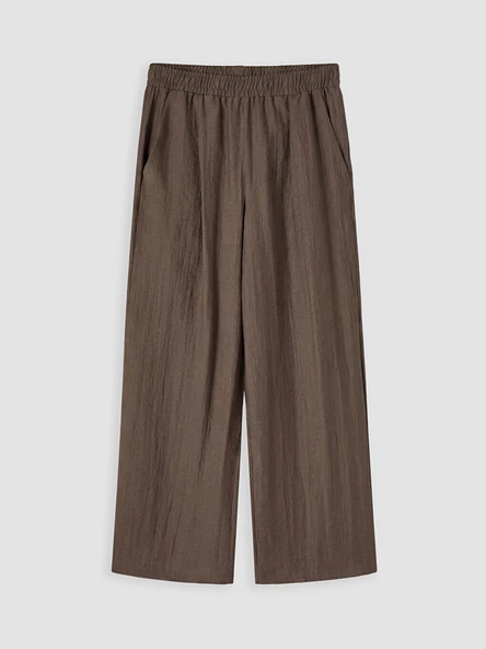 LCWAIKIKI Classic Kahverengi Beli Lastikli Dokulu Kadın Pantolon ürün görseli 1