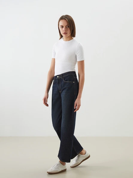 LCW Jeans İndigo Baggy Fit Kadın Jean Pantolon ürün görseli 1