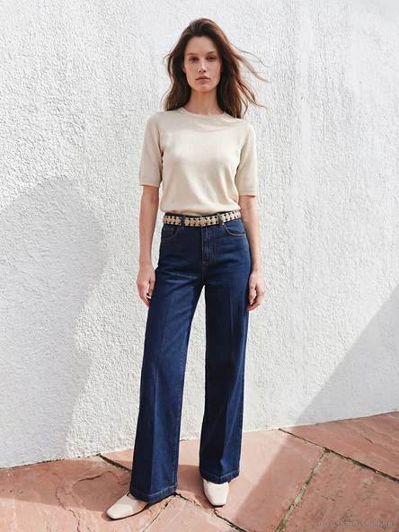 LCW Modest İndigo Wideleg Kadın Jean Pantolon ürün görseli 1