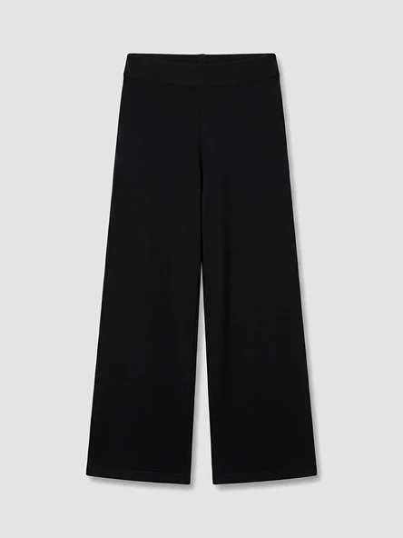 LCW EVERYDAY Siyah Beli Lastikli Geniş Paça Kadın Triko Pantolon ürün görseli 1