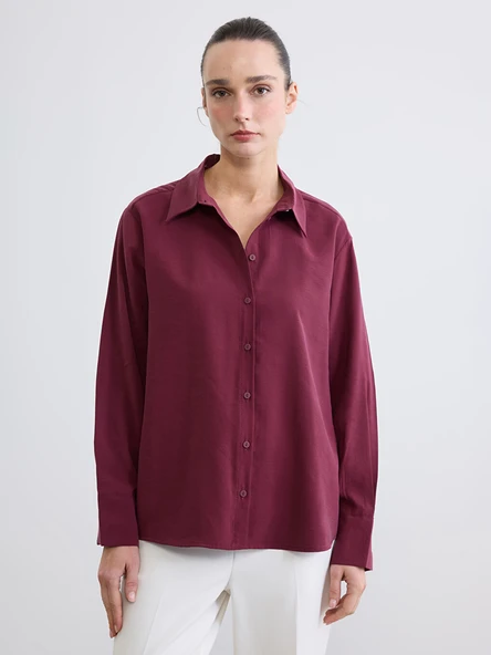 LCW STUDIO Bordo Loose Fit Kadın Gömlek ürün görseli 1