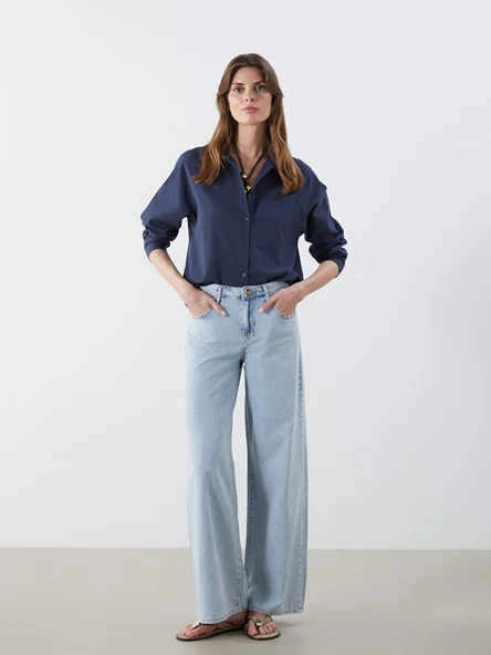 LCW Jeans İndigo Wideleg Kadın Jean Pantolon ürün görseli 1