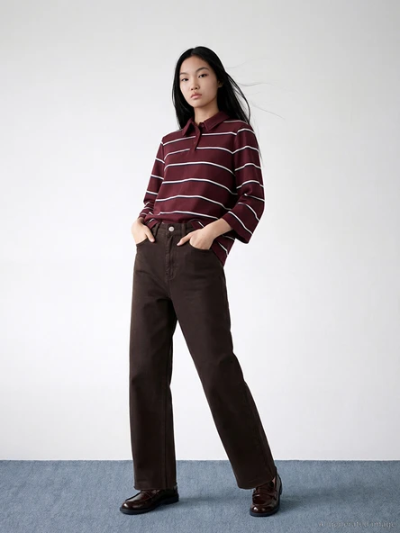 LCW Modest Kahverengi Straight Fit Kadın Jean Pantolon ürün görseli 1