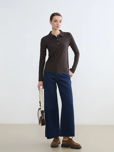 LCW Modest İndigo Wideleg Kadın Jean Pantolon ürün görseli 1