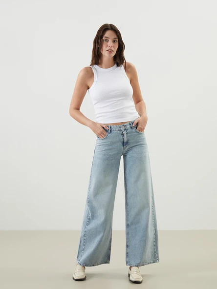 LCW Jeans İndigo Wideleg Kadın Jean Pantolon ürün görseli 1