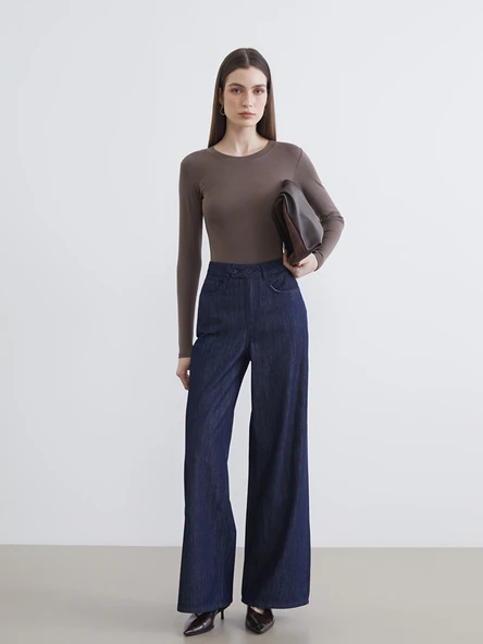 LCW Modest İndigo Wideleg Kadın Jean Pantolon ürün görseli 1