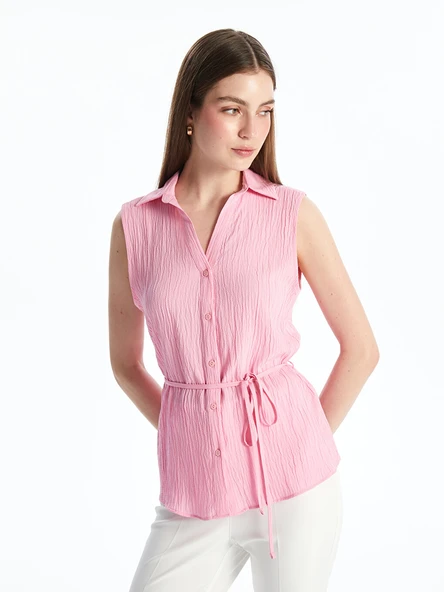 LCWAIKIKI Classic Pembe Dokulu Kadın Gömlek ürün görseli 1