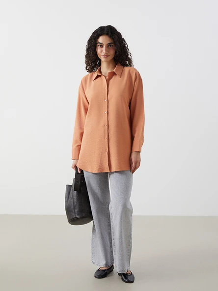 LCW Modest Turuncu Oversize Kadın Gömlek Tunik - Resim 2