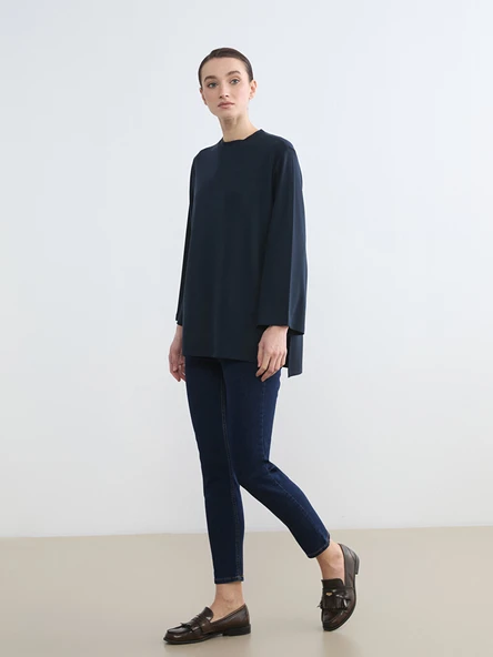 LCW Modest İndigo Mom Fit Kadın Jean Pantolon ürün görseli 1