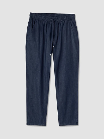 LCWAIKIKI Classic Siyah Beli Lastikli Carrot Fit Kadın Jean Pantolon ürün görseli 1