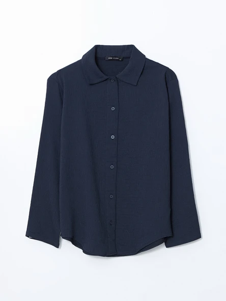 LCW Vision Lacivert Regular Fit Kadın Gömlek - Resim 5