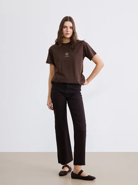 LCW Comfort Kahverengi Yüksek Bel Straight Fit Kadın Jean Pantolon ürün görseli 1