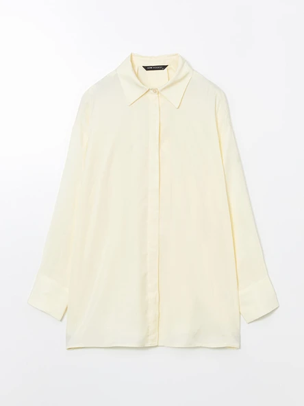 LCW Modest Sarı Oversize Kadın Gömlek Tunik - Resim 5