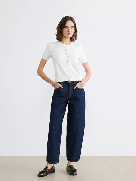 LCW Jeans İndigo Barrel Fit Kadın Jean Pantolon ürün görseli 1