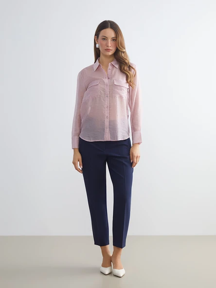LCWAIKIKI Classic Pembe Oversize Kadın Gömlek - Resim 2