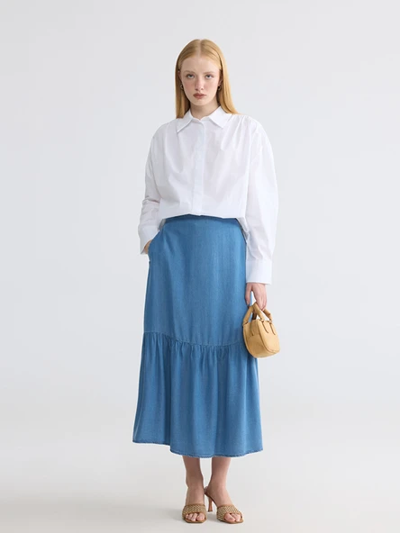 LCW Modest Beyaz Regular Fit Kadın Gömlek - Resim 2