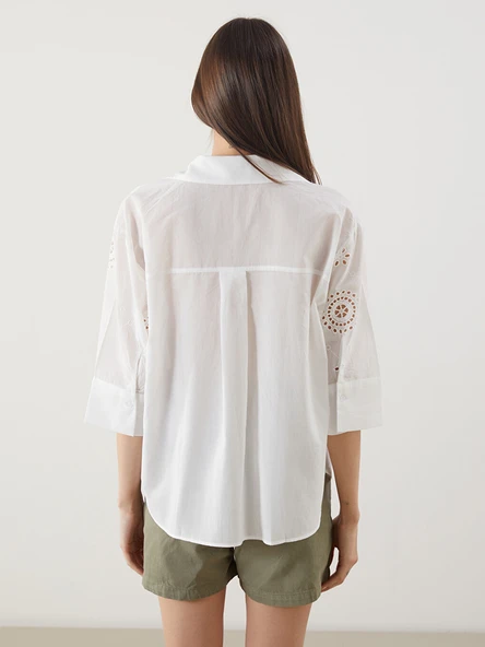 LCW Vision Ekru Oversize Kadın Gömlek - Resim 4