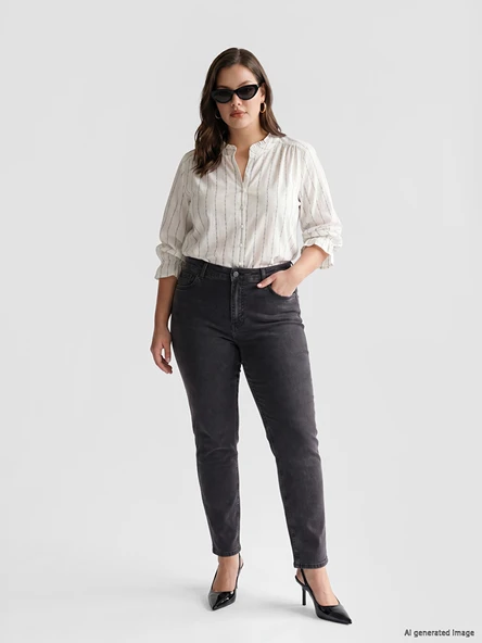 LCW Grace Siyah Straight Fit Kadın Jean Pantolon ürün görseli 1