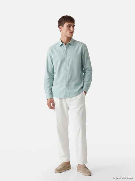 LCW Vision Yeşil Regular Fit Erkek Gömlek - Resim 4
