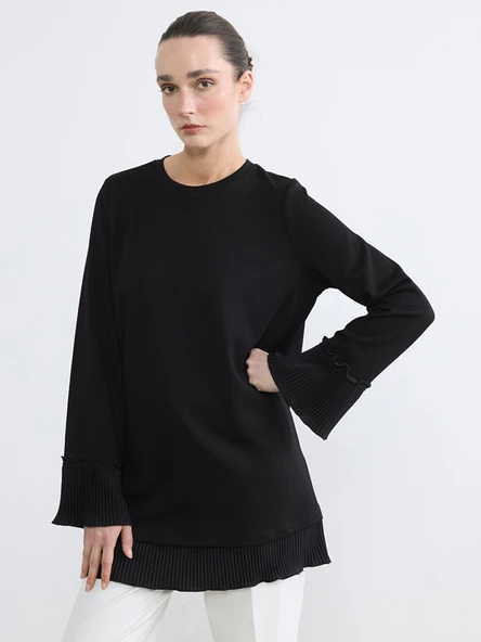 LCWAIKIKI Classic Siyah Bisiklet Yaka Soft Touch Kadın Tunik ürün görseli 1