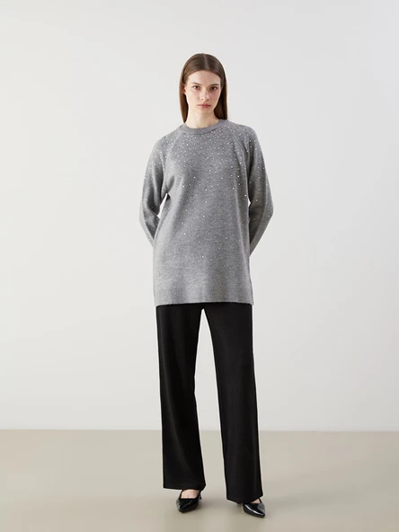 LCW Modest Siyah Beli Lastikli Geniş Paça Kadın Pantolon ürün görseli 1