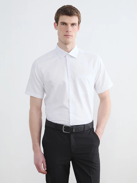 LCW BUSINESS Beyaz Regular Fit Desenli Erkek Gömlek ürün görseli 1