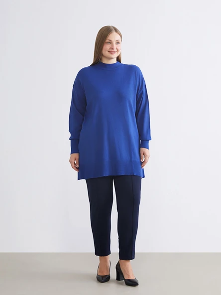 LCW Modest Mavi Dik Yaka Kadın Triko Tunik - Resim 6