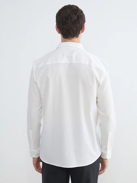 LCW Vision Beyaz Regular Fit Erkek Basic Gömlek - Resim 4