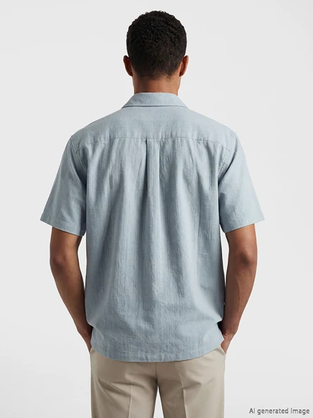 LCW Vision Mavi Regular Fit Erkek Gömlek - Resim 3