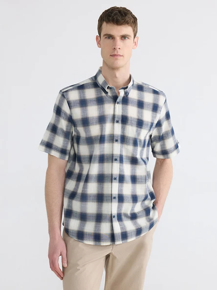 LCWAIKIKI Classic Lacivert Regular Fit Ekose Erkek Gömlek ürün görseli 1