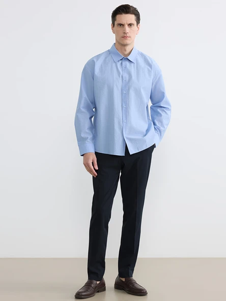 LCW Vision Mavi Regular Fit Poplin Erkek Gömlek - Resim 2